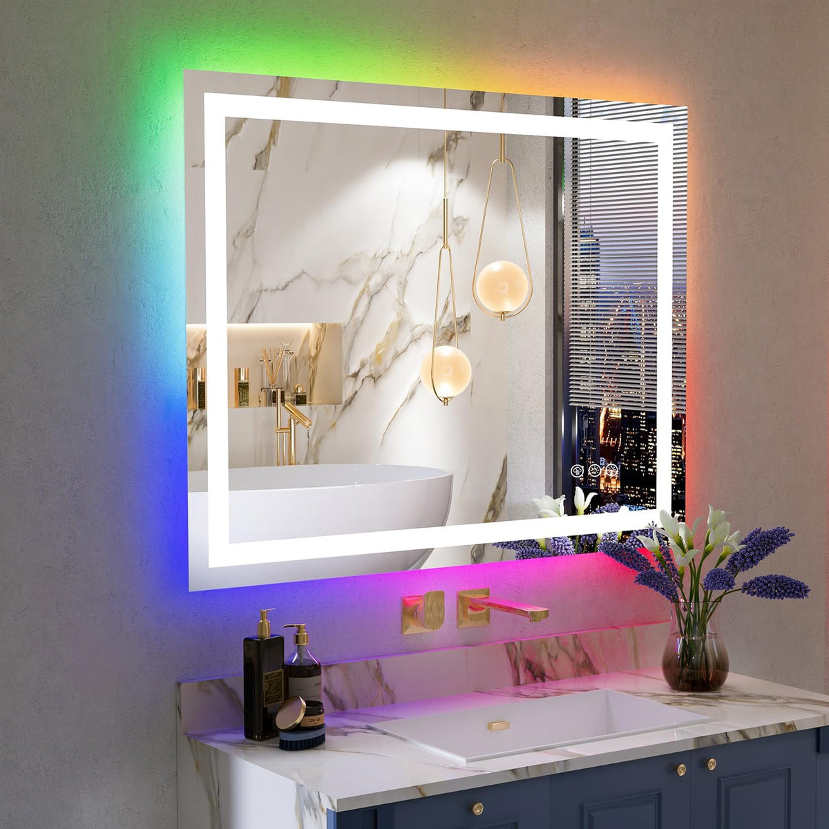 60x36 LED Bathroom Mirror with Lights, Lighted Vanity Mirror - Colors A