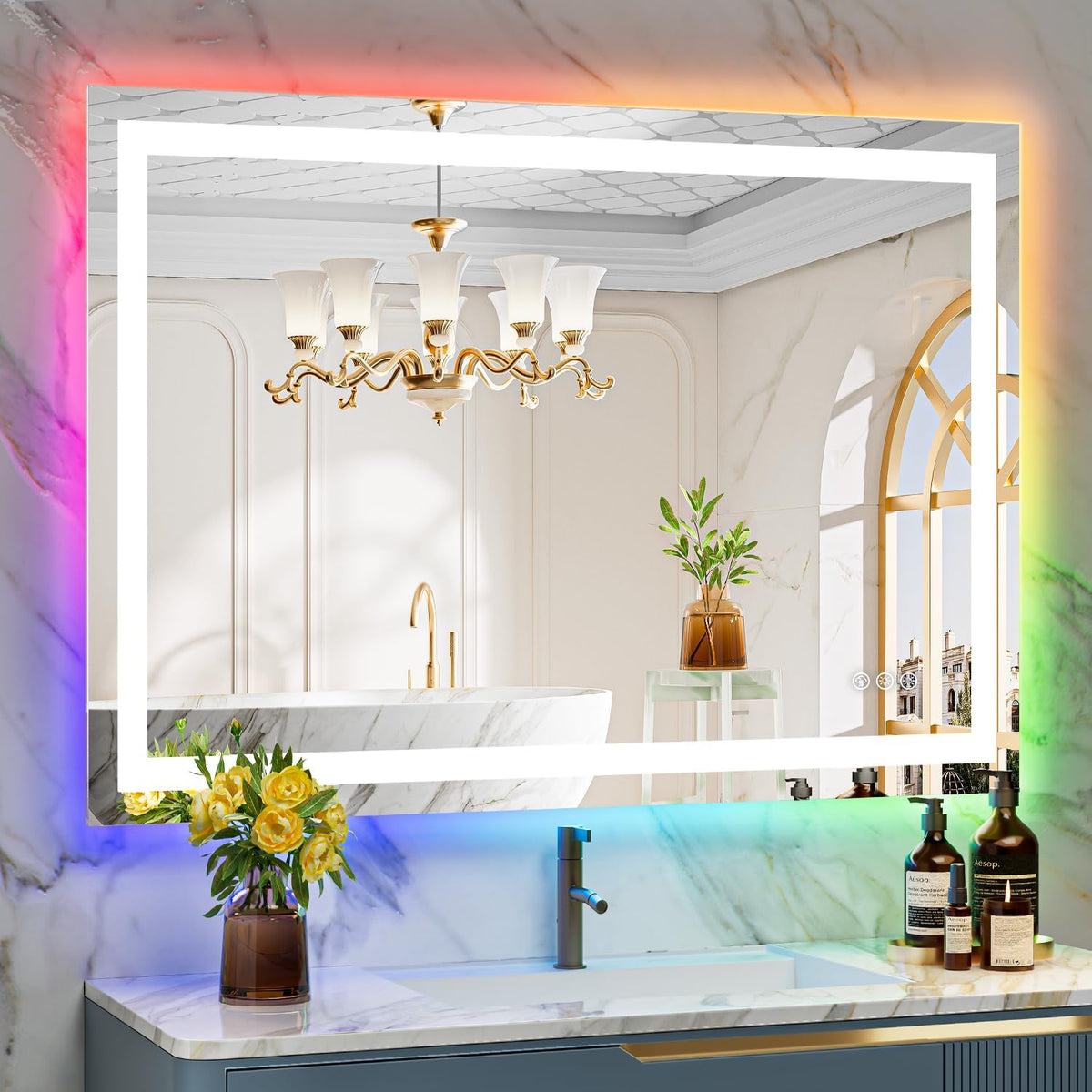 60x36 LED Bathroom Mirror with Lights, Lighted Vanity Mirror - Colors A