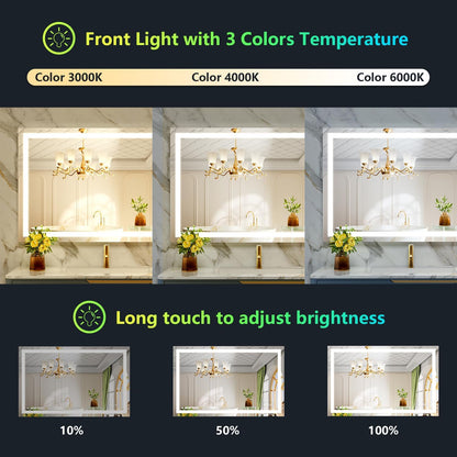 60x36 LED Bathroom Mirror with Lights, Lighted Vanity Mirror - Colors A