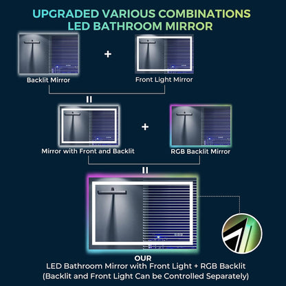 60x36 LED Bathroom Mirror with Lights, Lighted Vanity Mirror - Colors A