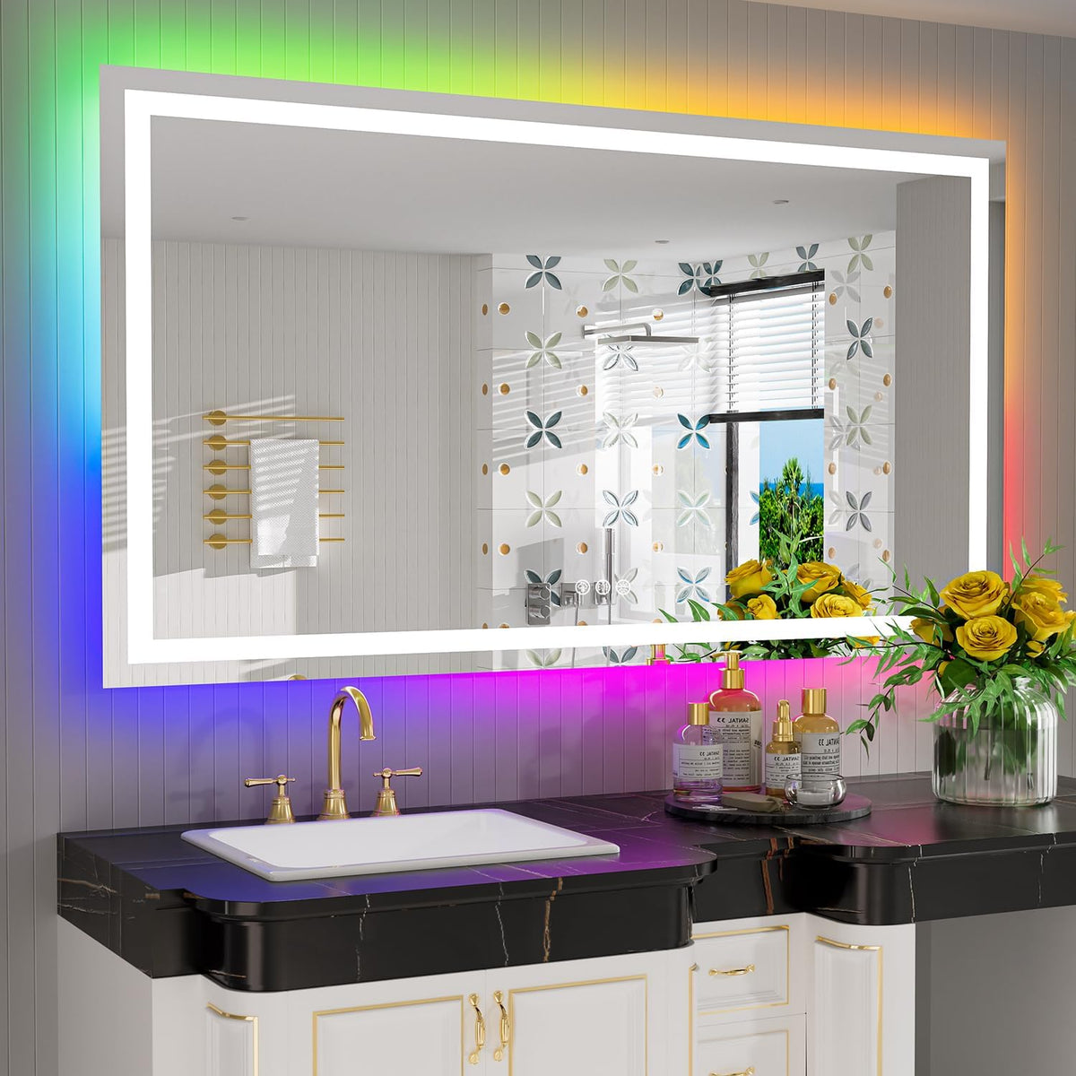 60x36 LED Bathroom Mirror with Lights, Lighted Vanity Mirror - Colors A