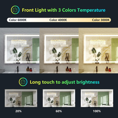60x36 LED Bathroom Mirror with Lights, Lighted Vanity Mirror - Colors A