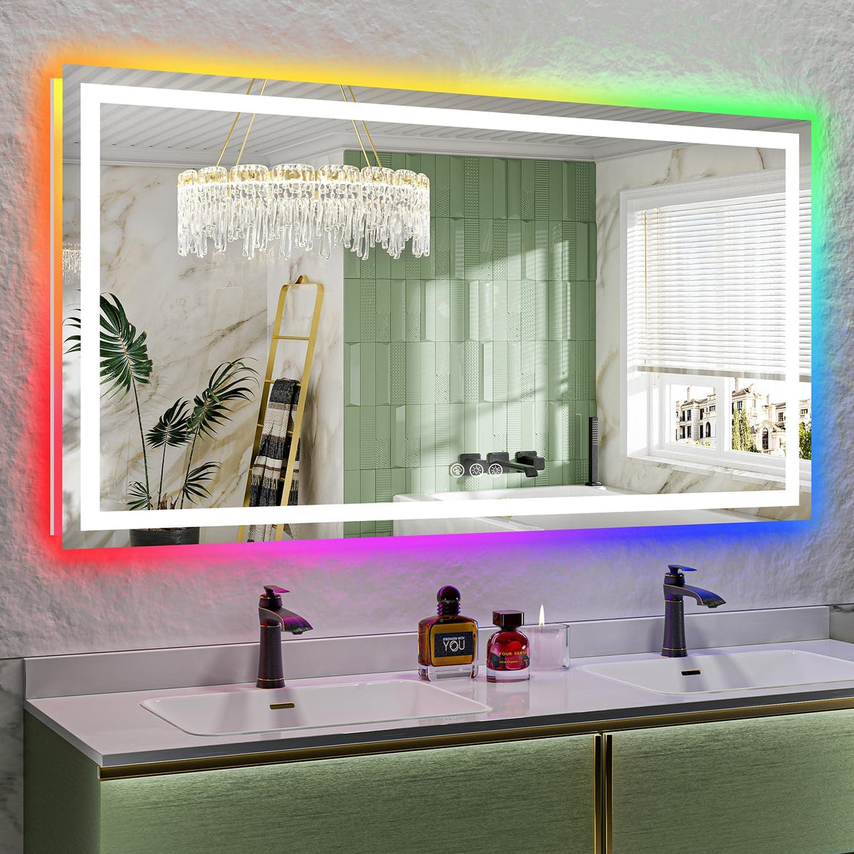 60x36 LED Bathroom Mirror with Lights, Lighted Vanity Mirror - Colors A