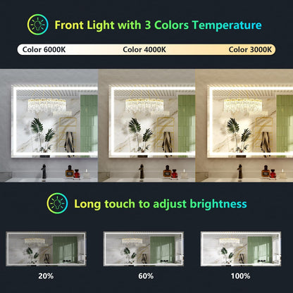 60x36 LED Bathroom Mirror with Lights, Lighted Vanity Mirror - Colors A