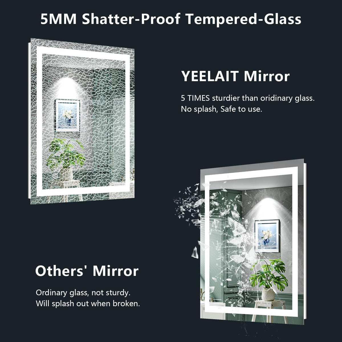 60x36 LED Bathroom Mirror with Lights, Lighted Vanity Mirror - Colors A