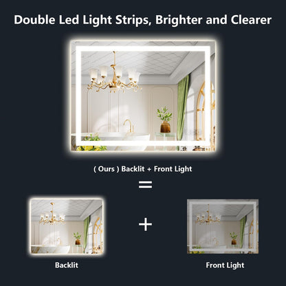 60x36 LED Bathroom Mirror with Lights, Lighted Vanity Mirror - Colors A