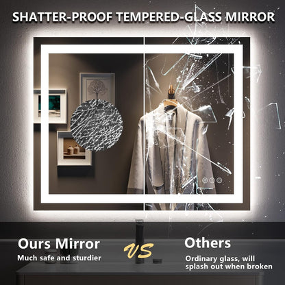 60x36 LED Bathroom Mirror with Lights, Lighted Vanity Mirror - Colors A