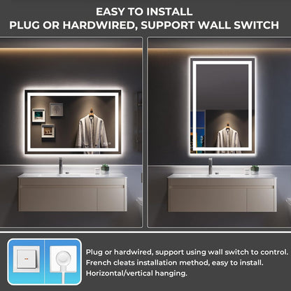60x36 LED Bathroom Mirror with Lights, Lighted Vanity Mirror - Colors A