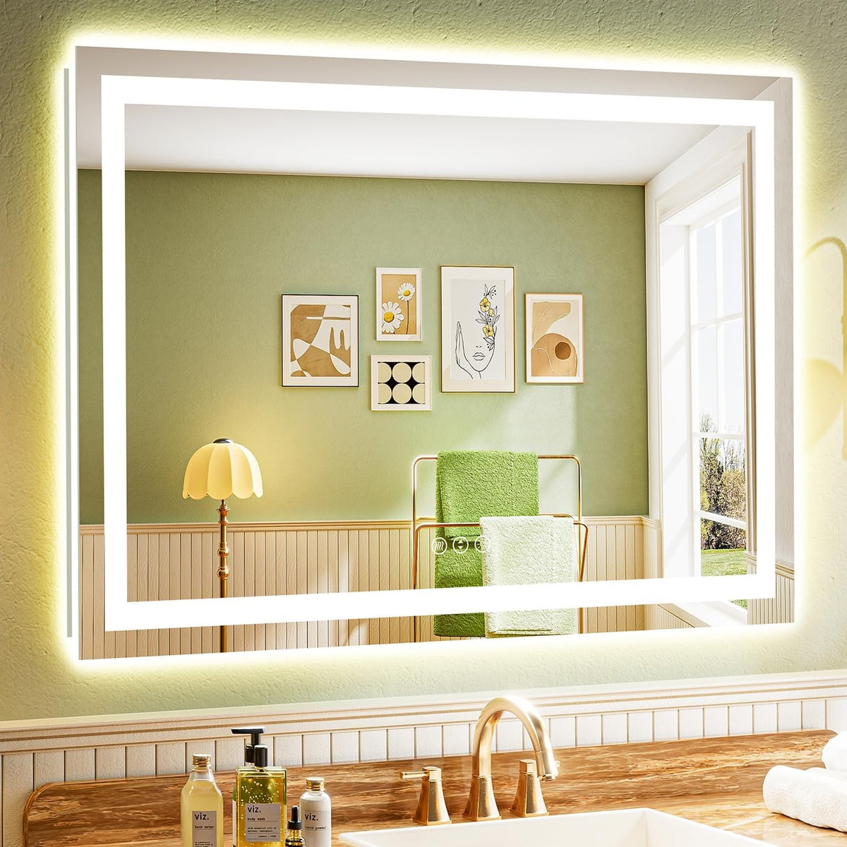 60x36 LED Bathroom Mirror with Lights, Lighted Vanity Mirror - Colors A