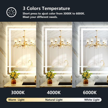 60x36 LED Bathroom Mirror with Lights, Lighted Vanity Mirror - Colors A