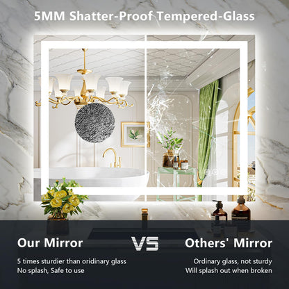 60x36 LED Bathroom Mirror with Lights, Lighted Vanity Mirror - Colors A