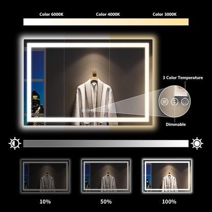 60x36 LED Bathroom Mirror with Lights, Lighted Vanity Mirror - Colors A