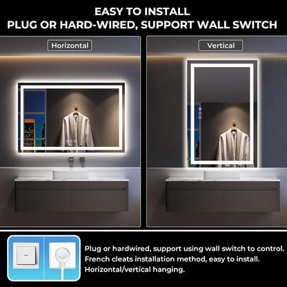 60x36 LED Bathroom Mirror with Lights, Lighted Vanity Mirror - Colors A