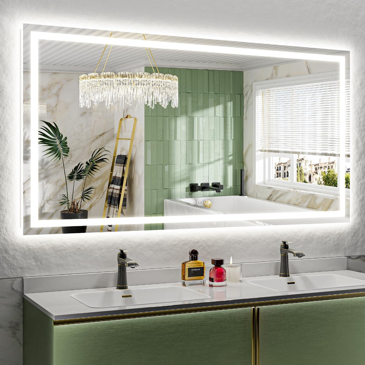 60x36 LED Bathroom Mirror with Lights, Lighted Vanity Mirror - Colors A