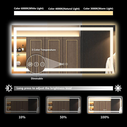 60x36 LED Bathroom Mirror with Lights, Lighted Vanity Mirror - Colors A