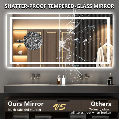 60x36 LED Bathroom Mirror with Lights, Lighted Vanity Mirror - Colors A