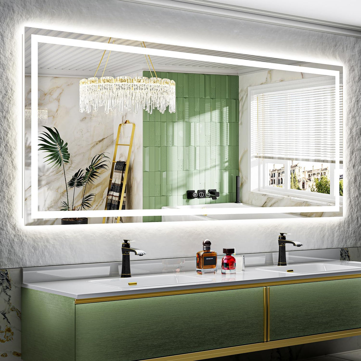 60x36 LED Bathroom Mirror with Lights, Lighted Vanity Mirror - Colors A