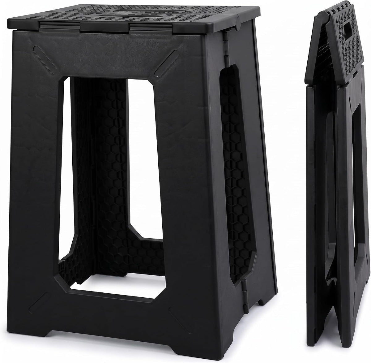 Foldable Bath Shower Chair, 17.7 Inches Height Anti-Slip Waterproof Plastic Shower Seat for Seniors,Shower Stool for Inside Shower,Holds Up to 330 lbs,Black