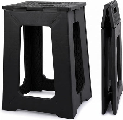 Foldable Bath Shower Chair, 17.7 Inches Height Anti-Slip Waterproof Plastic Shower Seat for Seniors,Shower Stool for Inside Shower,Holds Up to 330 lbs,Black