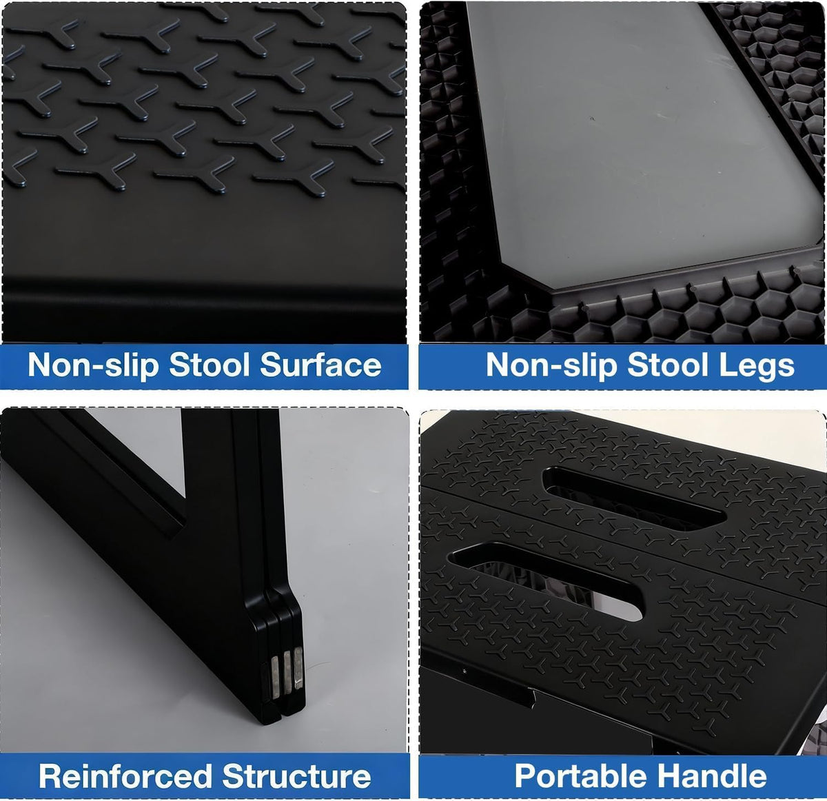 Foldable Bath Shower Chair, 17.7 Inches Height Anti-Slip Waterproof Plastic Shower Seat for Seniors,Shower Stool for Inside Shower,Holds Up to 330 lbs,Black