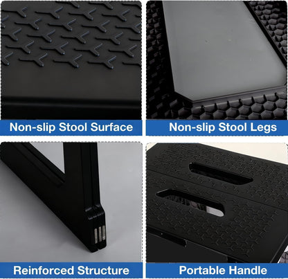 Foldable Bath Shower Chair, 17.7 Inches Height Anti-Slip Waterproof Plastic Shower Seat for Seniors,Shower Stool for Inside Shower,Holds Up to 330 lbs,Black