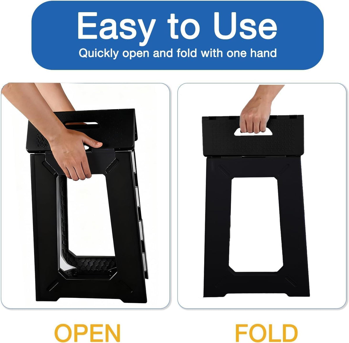 Foldable Bath Shower Chair, 17.7 Inches Height Anti-Slip Waterproof Plastic Shower Seat for Seniors,Shower Stool for Inside Shower,Holds Up to 330 lbs,Black