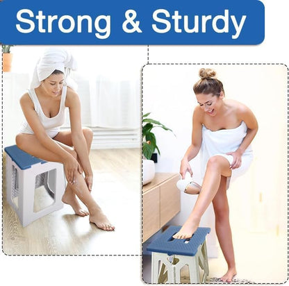 Foldable Bath Shower Chair, 17.7 Inches Height Anti-Slip Waterproof Plastic Shower Seat for Seniors,Shower Stool for Inside Shower,Holds Up to 330 lbs,Black