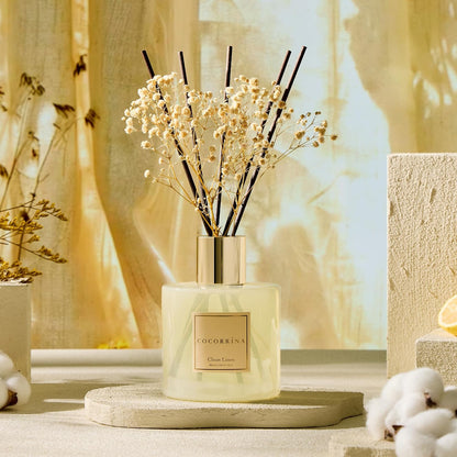 Reed Diffuser Set, Clean Linen 6.7 fl oz Scented Diffuser with Sticks Home Fragrance Reed Diffuser for Bathroom Shelf Décor