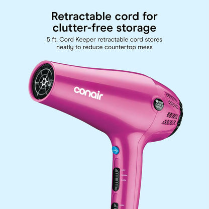 Hair Dryer with Diffuser & Concentrator, 1875W, Matte Light Pink