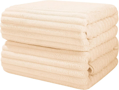 Luxury 2-Piece Quick-Dry Bath Towel Set 27.5X 55 Inches – Ultra Soft Microfiber for Bathroom, Bar, Pool, Gym & Travel – Elegant Twill Design