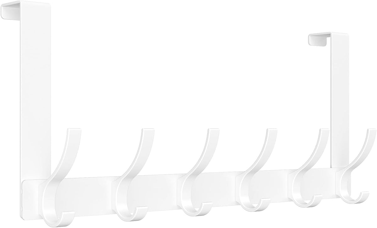 Over The Door Hooks, Door Hanger Hooks for Hanging, Over The Doors Towel Racks for Bathroom with 12 Coat Hook, Coat Rack Bathroom Accessories（White）
