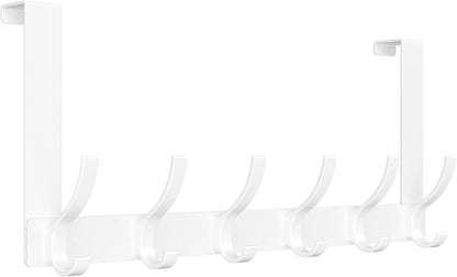 Over The Door Hooks, Door Hanger Hooks for Hanging, Over The Doors Towel Racks for Bathroom with 12 Coat Hook, Coat Rack Bathroom Accessories（White）