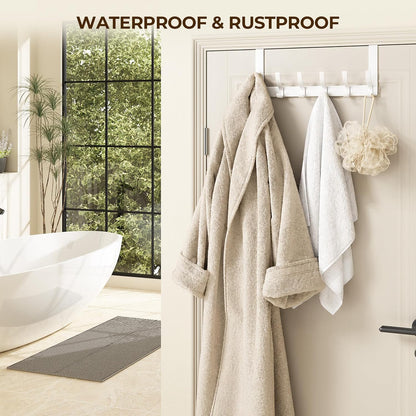 Over The Door Hooks, Door Hanger Hooks for Hanging, Over The Doors Towel Racks for Bathroom with 12 Coat Hook, Coat Rack Bathroom Accessories（White）