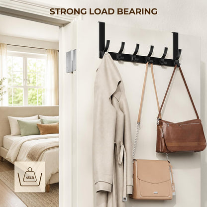 Over The Door Hooks, Door Hanger Hooks for Hanging, Over The Doors Towel Racks for Bathroom with 12 Coat Hook, Coat Rack Bathroom Accessories（White）