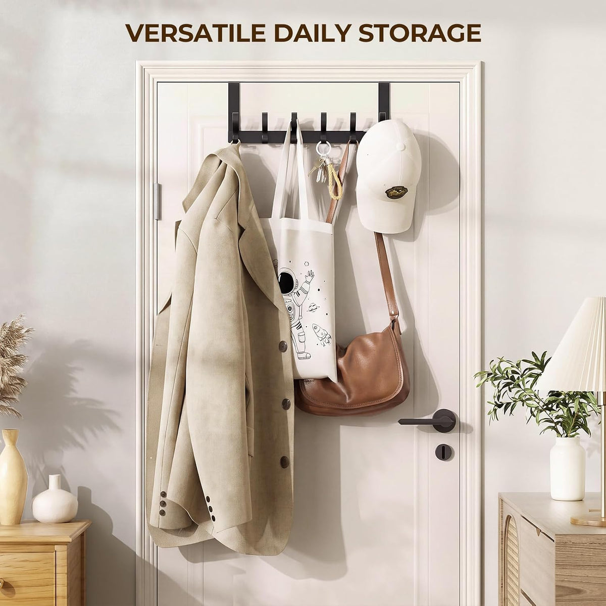 Over The Door Hooks, Door Hanger Hooks for Hanging, Over The Doors Towel Racks for Bathroom with 12 Coat Hook, Coat Rack Bathroom Accessories（White）