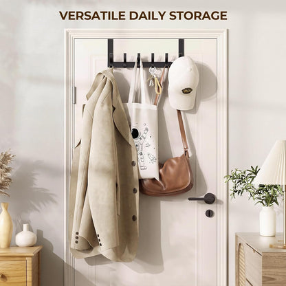 Over The Door Hooks, Door Hanger Hooks for Hanging, Over The Doors Towel Racks for Bathroom with 12 Coat Hook, Coat Rack Bathroom Accessories（White）