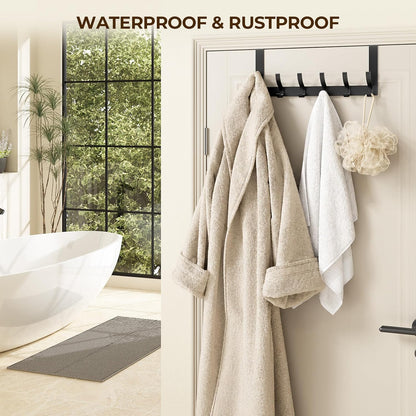 Over The Door Hooks, Door Hanger Hooks for Hanging, Over The Doors Towel Racks for Bathroom with 12 Coat Hook, Coat Rack Bathroom Accessories（White）