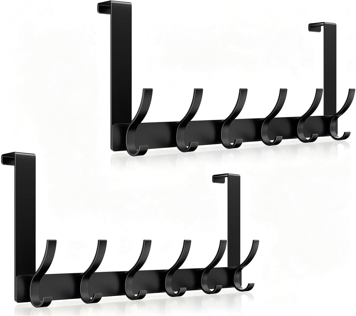Over The Door Hooks, Door Hanger Hooks for Hanging, Over The Doors Towel Racks for Bathroom with 12 Coat Hook, Coat Rack Bathroom Accessories（White）