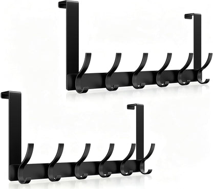 Over The Door Hooks, Door Hanger Hooks for Hanging, Over The Doors Towel Racks for Bathroom with 12 Coat Hook, Coat Rack Bathroom Accessories（White）