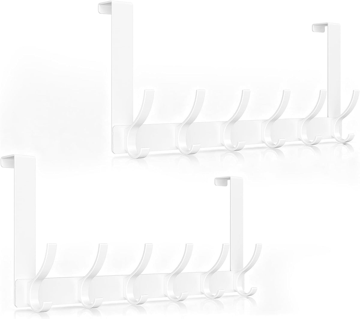 Over The Door Hooks, Door Hanger Hooks for Hanging, Over The Doors Towel Racks for Bathroom with 12 Coat Hook, Coat Rack Bathroom Accessories（White）