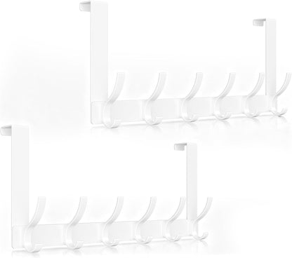 Over The Door Hooks, Door Hanger Hooks for Hanging, Over The Doors Towel Racks for Bathroom with 12 Coat Hook, Coat Rack Bathroom Accessories（White）