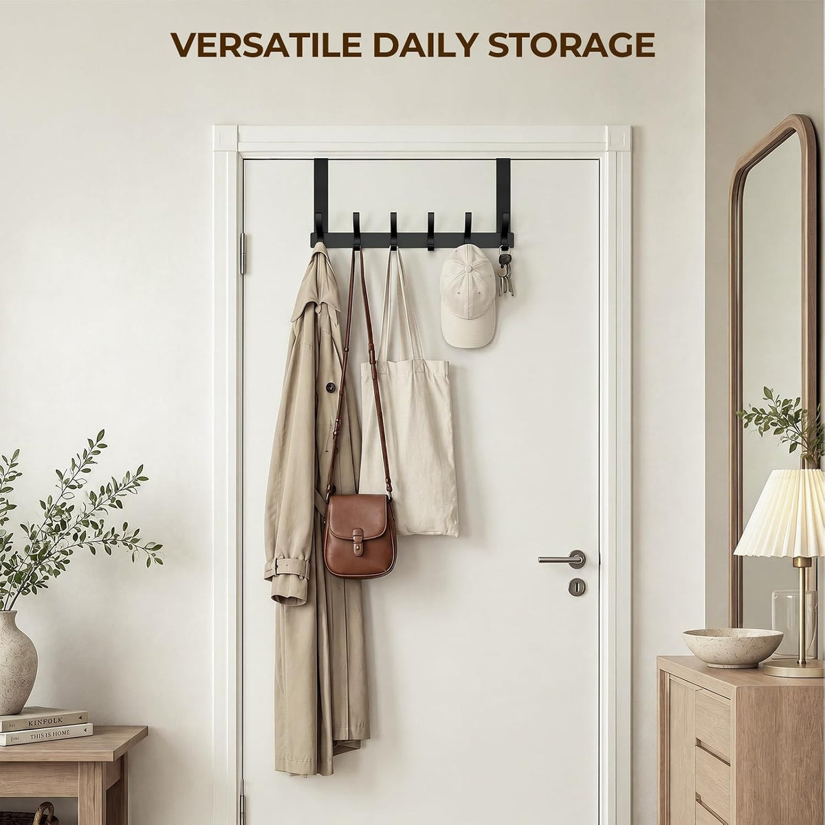 Over The Door Hooks, Door Hanger Hooks for Hanging, Over The Doors Towel Racks for Bathroom with 12 Coat Hook, Coat Rack Bathroom Accessories（White）