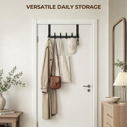 Over The Door Hooks, Door Hanger Hooks for Hanging, Over The Doors Towel Racks for Bathroom with 12 Coat Hook, Coat Rack Bathroom Accessories（White）