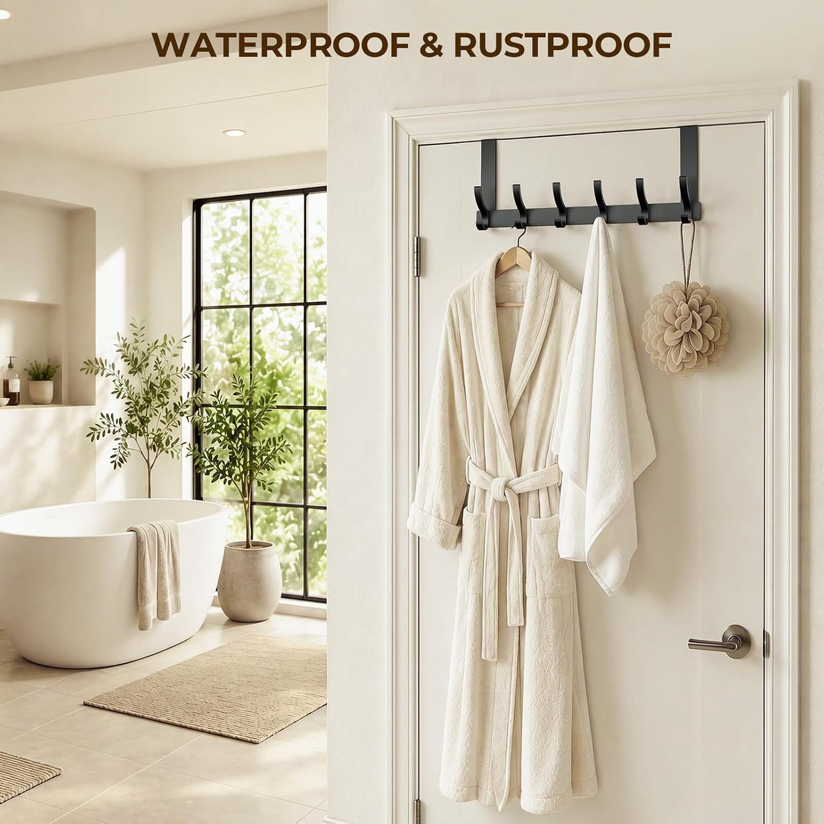 Over The Door Hooks, Door Hanger Hooks for Hanging, Over The Doors Towel Racks for Bathroom with 12 Coat Hook, Coat Rack Bathroom Accessories（White）