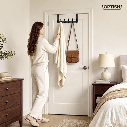 Over The Door Hooks, Door Hanger Hooks for Hanging, Over The Doors Towel Racks for Bathroom with 12 Coat Hook, Coat Rack Bathroom Accessories（White）