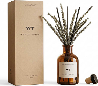 Flower Reed Diffuser Set Eucalyptus & Lavender Scent for Room Bathroom Accessories Shelf Decor & Air Fresheners, Sticks Defusers with 4.0 fl oz Home Fragrance Oils, Office Gift