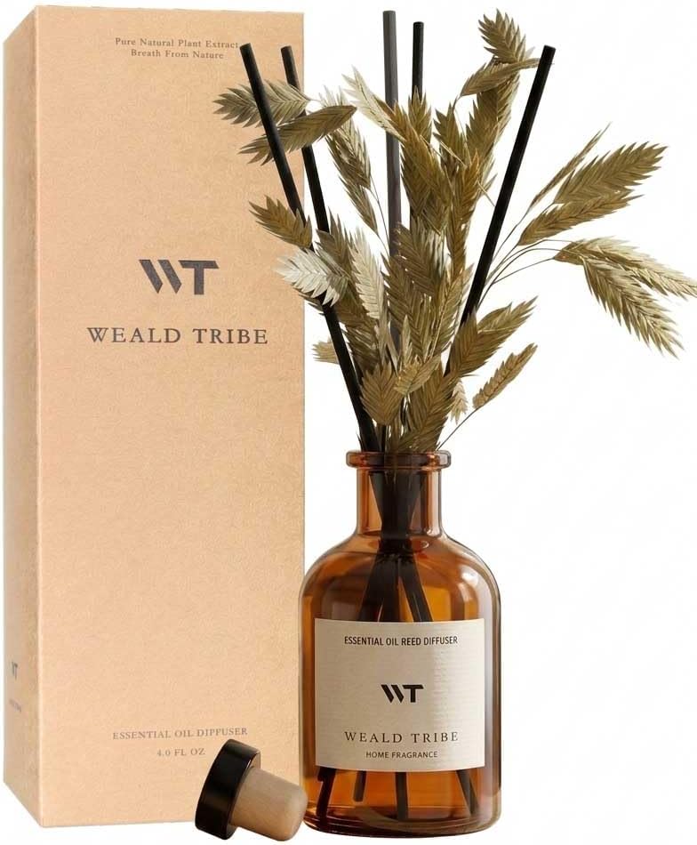 Flower Reed Diffuser Set Eucalyptus & Lavender Scent for Room Bathroom Accessories Shelf Decor & Air Fresheners, Sticks Defusers with 4.0 fl oz Home Fragrance Oils, Office Gift