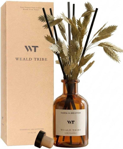 Flower Reed Diffuser Set Eucalyptus & Lavender Scent for Room Bathroom Accessories Shelf Decor & Air Fresheners, Sticks Defusers with 4.0 fl oz Home Fragrance Oils, Office Gift