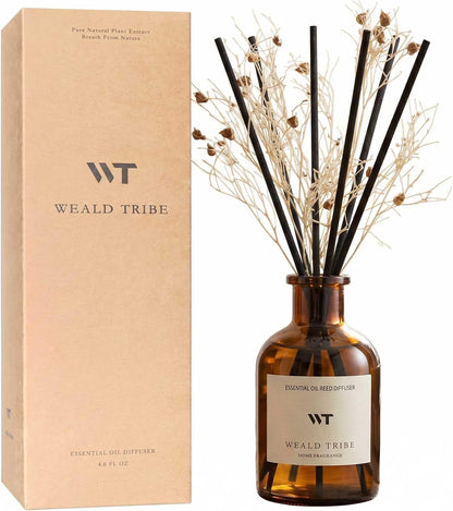 Flower Reed Diffuser Set Eucalyptus & Lavender Scent for Room Bathroom Accessories Shelf Decor & Air Fresheners, Sticks Defusers with 4.0 fl oz Home Fragrance Oils, Office Gift