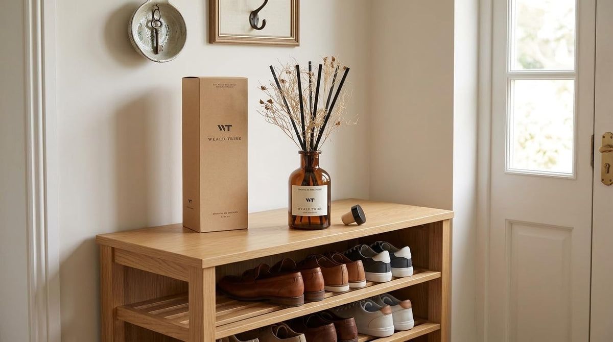 Flower Reed Diffuser Set Eucalyptus & Lavender Scent for Room Bathroom Accessories Shelf Decor & Air Fresheners, Sticks Defusers with 4.0 fl oz Home Fragrance Oils, Office Gift